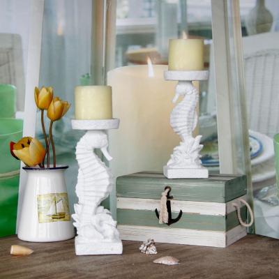 China Modern Home Decor Resin The Other Candelero in Bluk Vessels Pots Decorative Centerpiece Wedding Tealight Seahorse Candle Holder for sale