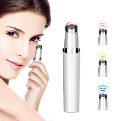 China Peel Tighten Mini Portable Eye Massager Pen Electric Eye Massager for Relieving Eye Fatigue with Heat for sale