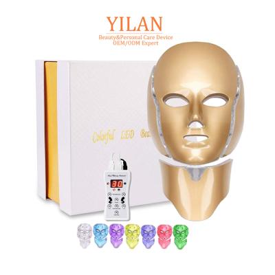 China Pigment Removal 7 Colors LED Facemask Gold Photon Therapy Korean Anti-acne Wrinkle Removal Skin Rejuvenation Face Care Tools LED Facial Mask for sale