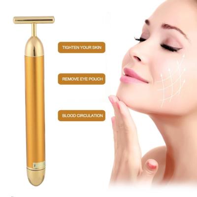 China Electric Face Lift Wrinkle Remover Beauty Personal Care Roller Gold T Shape Slimming Nose Face Lifting Neck Massager 24k for sale