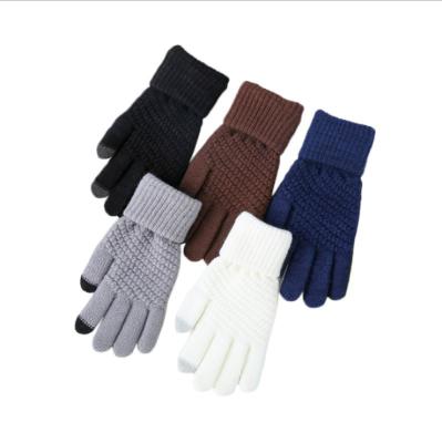 China Simple Wholesale Thick Warm Knit Gloves Winter Touch Screen for sale