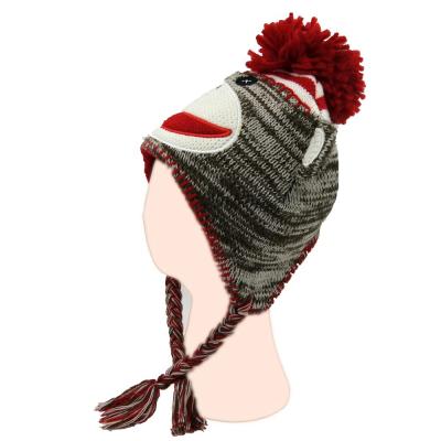 China New Design JOINT Winter Worm Knitted Kid Animal Big Pom Pom Beanie Animal Hat for sale