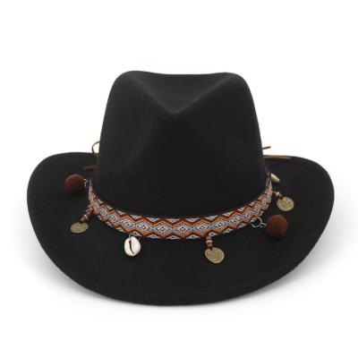 China Wholesale Character Western Cowboy Hat Men Lady Hanging Drop Felt Cowboy Hats for sale