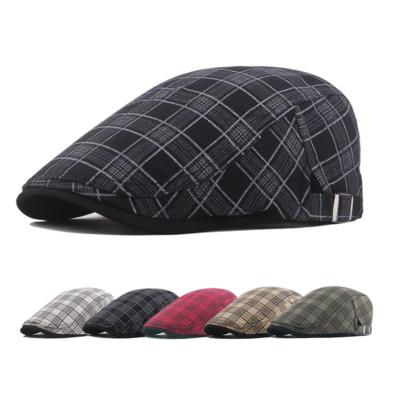 China Wholesale Spring And Autumn Character Check Colorful Ivy Hat Flat Beret Hats for sale