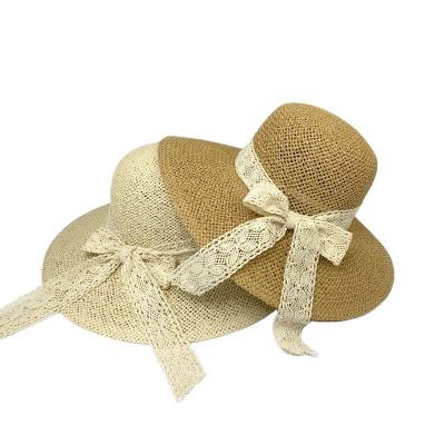 China Big Brim Handwoven Fisherman Breathable Straw Hat Hat With Bow for sale