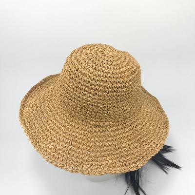 China Common Foldable Hand-Hooked Straw Hat For Summer Sun Protection Vacation Hat for sale