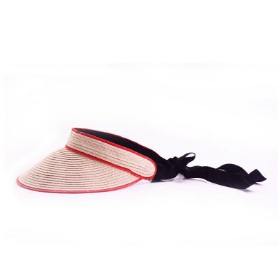 China Character 100% Summer Straw Hat Sun Visor Paper Hat With Decorative Hat Band for sale