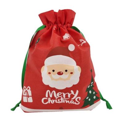 China High Quality Christmas Gift Bag Factory Price Drawstring Vintage Christmas Canvas Bag Santa Small Bags for sale