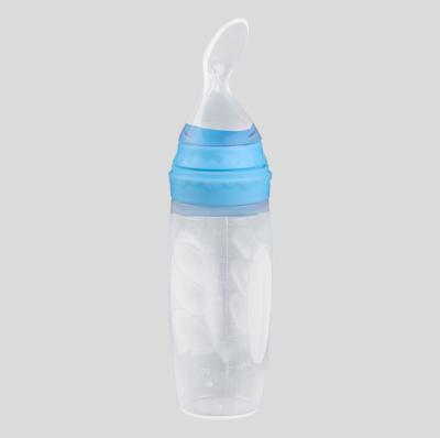 China 120ML Food Grade BPA Free Silicone Baby Feeding Bottle With Spoon Infant Feeder Bottle for sale