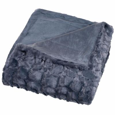 China Disposable High Quality Gray Mink Blanket Double Layer Plush Fleece Sherpa PV Imitation Blanket for sale