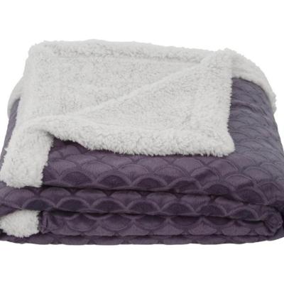 China Disposable Luxury Mink Blanket Custom Embossed Double Layer Flannel Fleece Blanket for sale