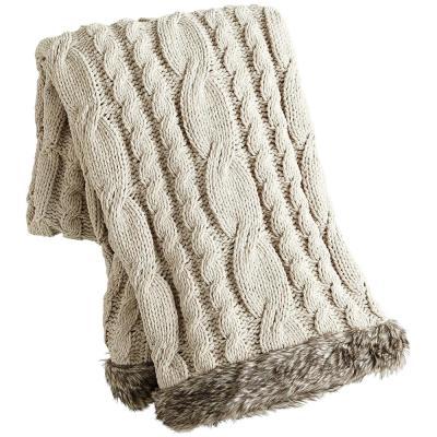 China Disposable Comfy Cable Knit Crochet Baby Chinchilla Faux Fur Throw Blanket for sale