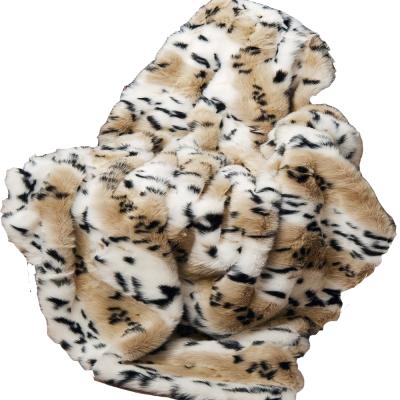 China Luxury Fashion Lynx Anti-pilling Throw Leopard Faux Fur Throw Blanket for sale