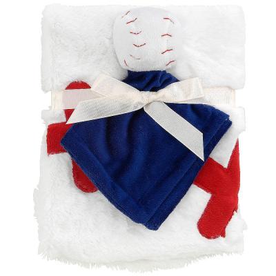 China Disposable Hot Selling Flannel Fleece Embroidery Cute Super Soft Lovely Baby Baseball Blanket for sale