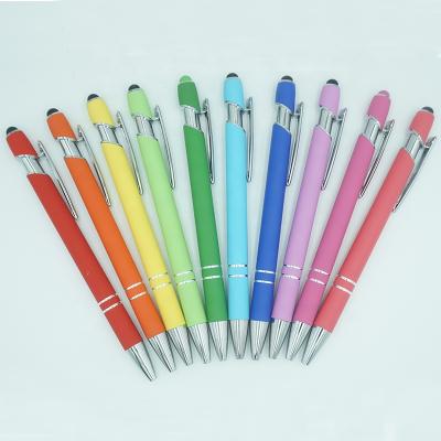 China Normal 2 In 1 Luxury Rubberized Stylus Metal Pink Ball Pen With Custom Logo Engrave for sale