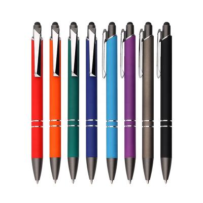 China Normal Personalized Promotional Rubberized Metal Ballpoint Pen Stylus Aluminum Rubberized Ballpoint Pen With Custom Logo Print for sale