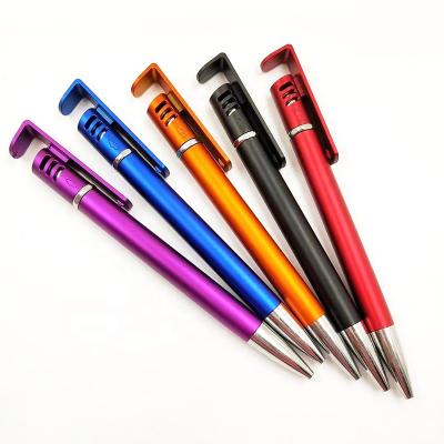 China Normal Custom Logo Printed Promotional Plastic Stylus Ball Pen Touch Pen With Phone Holder For Office for sale