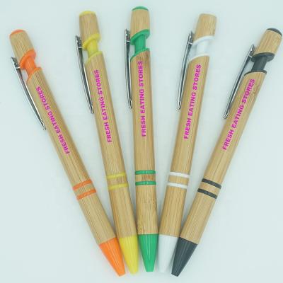 China 2021 New Promotional Pen Barrel Metal Clip Advertising Ball Bamboo Pen With Logo Printing Gift Good Test for sale