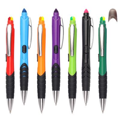 China Pen Wonderful Solid Colored With Metal Promotional Clip And Rubber Grip Highlighter Bar School Supplies Custom Ballpoint Pen for sale