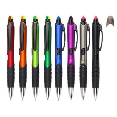 China Advertising logo full size custom highlighter pen metallic colorful multifunctional pen for sale