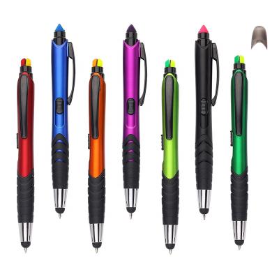 China 2021 Normal Customized 3 in 1 Stylus Touch Screen Multifunctional Logo Printed Ballpoint Pen Highlighter Pen for sale