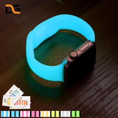 China 41mm 44mm 45mm Flexible Night Light Band Watch Straps Sports Silicone Apple Night Vision Watch Band Luminous Strap for sale