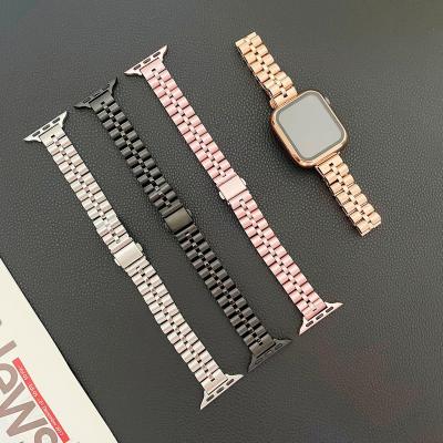 China Flexible Stainless Steel 42mm 44mm 45mm Fashion Designers Apple Watch Lady Strap Girl's Watch Band For iPhone Watch Band Strap for sale