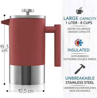 China WITH the French press of COUVERCLE | 1L tea/coffee maker | Thermally insulated and double-walled stainless steel, measuring scale for sale