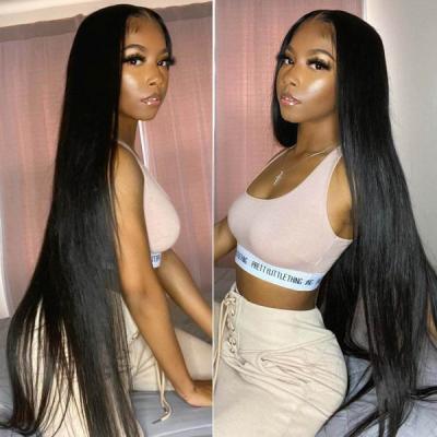 China Silky Straight Wave 12A Indian Mink Hair HD Lace Front Wigs 180% For Black Women, Brazilian Virgin Cuticle Aligned Straight Bone Hair Wigs for sale