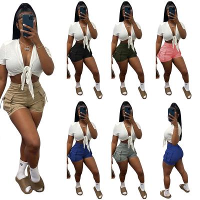 China Girls Street Style Ladies Tight Hot Shorts High Waist Pockets Others Women's Big Shorts Pants for sale