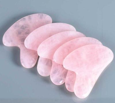 China Heart Shaped Gua Sha Facial Tip Gua Sha Crystal Pink Jade Guasha Scraper Quartz Body Face Massager Tool for sale