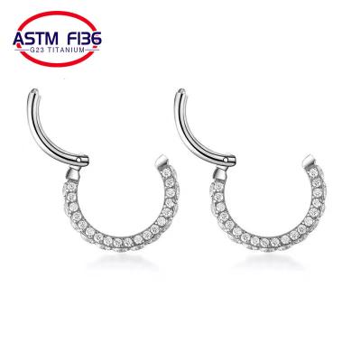 China ASTM F136 Set Cute Titanium Titanium Nose Ring Piercing Jewelry Body Jewelry Hinged Clicker Earring Fine Fashion Jewelry for sale