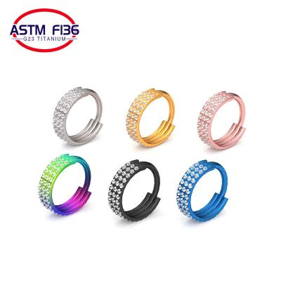 China Cute Hot Sales Plating ASTM F136 Set Zircon Titanium Nose Ring Earring Belly Button Ring Hinged Fashion Jewelry Piercing Jewelry for sale