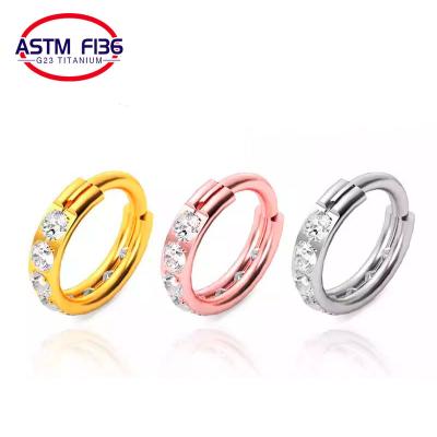 China Wholesale Cute Titanium Plating ASTM F136 Set Zircon Nose Ring Earring Belly Button Ring Hinged Fashion Jewelry Piercing Jewelry for sale