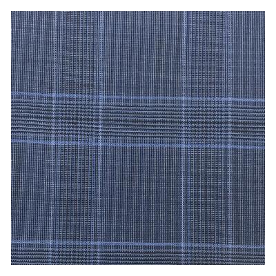 China Fashion Worsted Woven Coat Suit Wool Tweed 98% Worsted Woven Wool 2% Spandex High Quality Plaid Blue Stretch Knit Fabric For Garment for sale