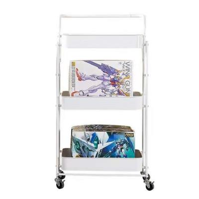 China Multifunctional Storage 3 Tier Metal Rolling Trolley With Handle And ABS Storage Basket for sale