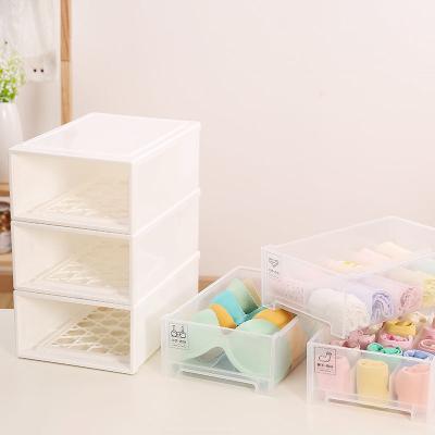 China Modern Drawer Dividers Plastic Stackable Underwear Storage Box Closet Organizers for sale