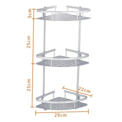 China Three-layer hotel bathroom free punching tripod corner rack bathroom corner frame wall hanging wrought iron home kitchen storage rack for sale