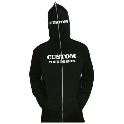 China Waterproof Custom logo high quality black zip up hoodie men plain blank  full face zip hoodie Drop Shoulder hoodie with zipper for sale