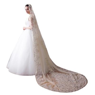 China Luxurious, Elegant and Gorgeous High Quality Professional Low Cost Church Lace Edge Bridal Veil for sale