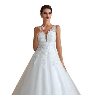 China Online Wholesale Lace Fashionable Promotional Embroidered Tow Sexy Wedding Dress Anti-Static for sale