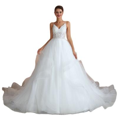 China Wholesale Online Lawn Anti-Static Long Body Shape Off Shoulder Backless Tow Wedding Dress for sale