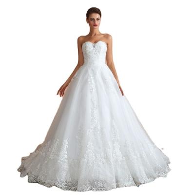 China Manufacturer Wholesale Bridal Gown sexy wedding dress anti-static simple strapless tail petite style for sale