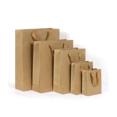 China Customized Recyclable Take Away Food Bag Fashion Shopping Bag Brown Kraft Paper Bags for sale