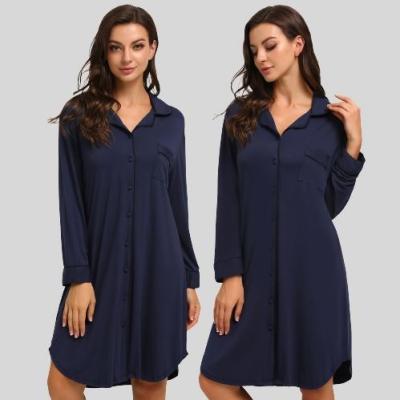 China Wholesale ODM/OEM Conjunto de pijama Para de mujer Women Breathable Nightgown Long Sleeve Nightgowns Loose Fit Sleepwear Pajamas Nightgown for sale