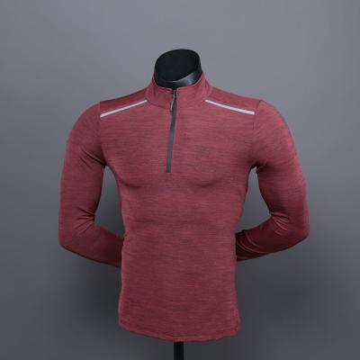 China 1/4 Zipper Men Active Anti-Shrink Crewneck Quick Dry T-Shirt | Sporty Running Gym Workout Long Sleeve Tee Tops for sale