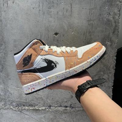 China Wholesale Original Retro Nike Air Jordan 1 Splatter Ink Cushioning Comfortable Sports Shoes AJ1 Jordan 1 Style Sneakers Cushioning Comfortable Sports Shoes for sale