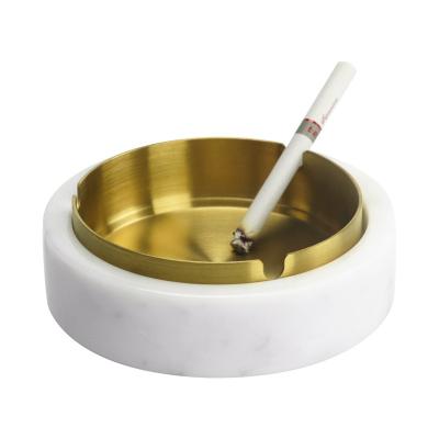 China Villa Ash Tray Business Gift Ashtray Hotel Customized Smoke Ashtray Cigar Stainless Steel Natural Marble Stone for sale