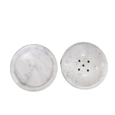 China Europe Marble Customized Marble Soap Dish Tray Stone Concrete Base Natural Bathroom Round Shape Stone Soap Dish Box Full Set for sale