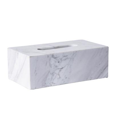 China Narture Stone Carrara Stone Luxury High Quality White Marble Pattern Customized Tissue Box For Home Used Decoration for sale